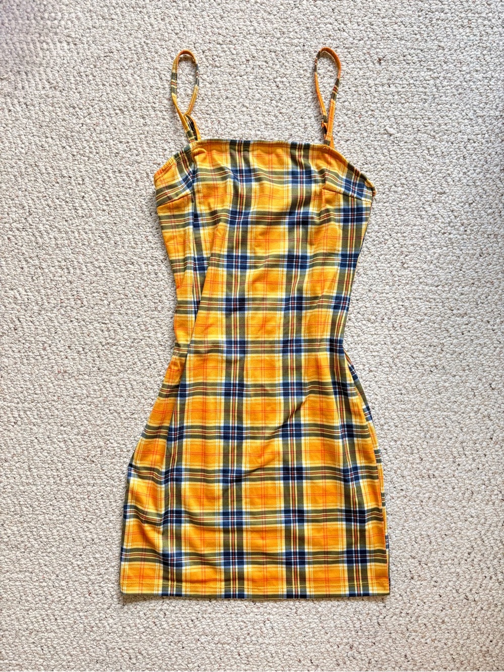Yellow Plaid Bodycon Dress